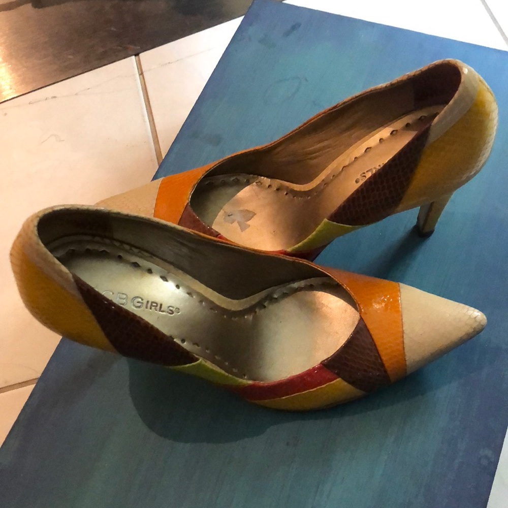 BCBG multi colored heels